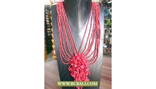 Reds Stone Beading Necklaces